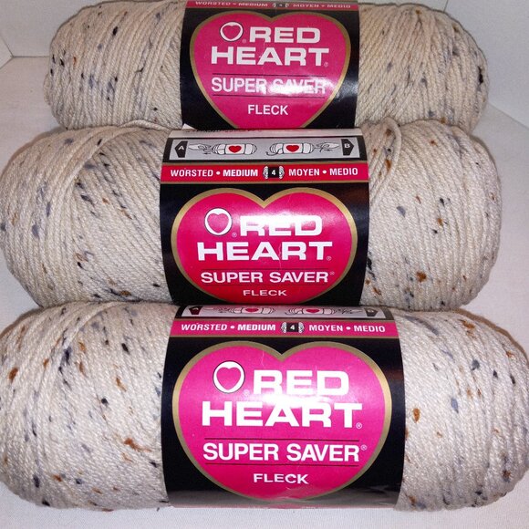 Red Heart Yarn Cream with Flecks 5oz 260 yds Worsted Med. color: 4313 Aran Fleck - Picture 1 of 12